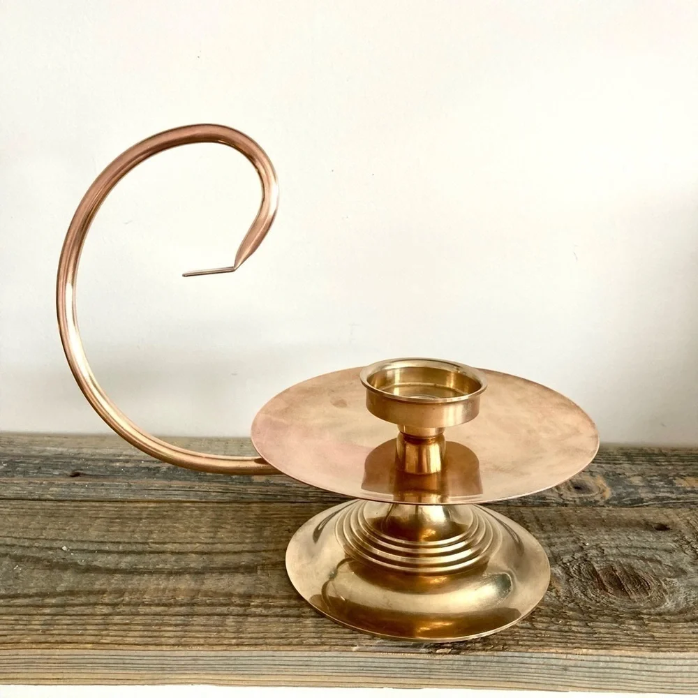 Brass large chamber candlestick Victorian Colonial